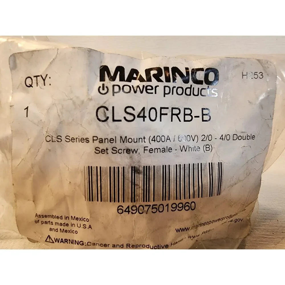 ADI Marinco CLS40FRB-B CLS Series Panel Mount (400A) Double Set Screw White